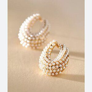 NEW ~ Anthropologie Ettika Classic Pearl Cluster 18k Gold-Plated Stud Earrings